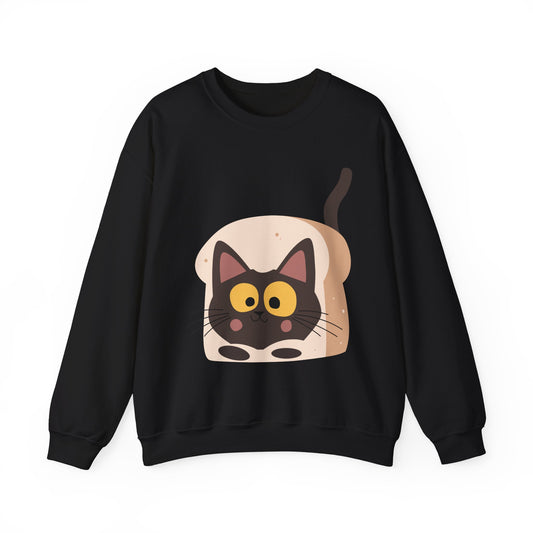 Cute Cat in Bread Crewneck Sweatshirt | Cartoon Sweatshirt for Cat Lovers, Cozy Fashion, Funny Gift, Pet Lover Apparel, Quirky Outfit