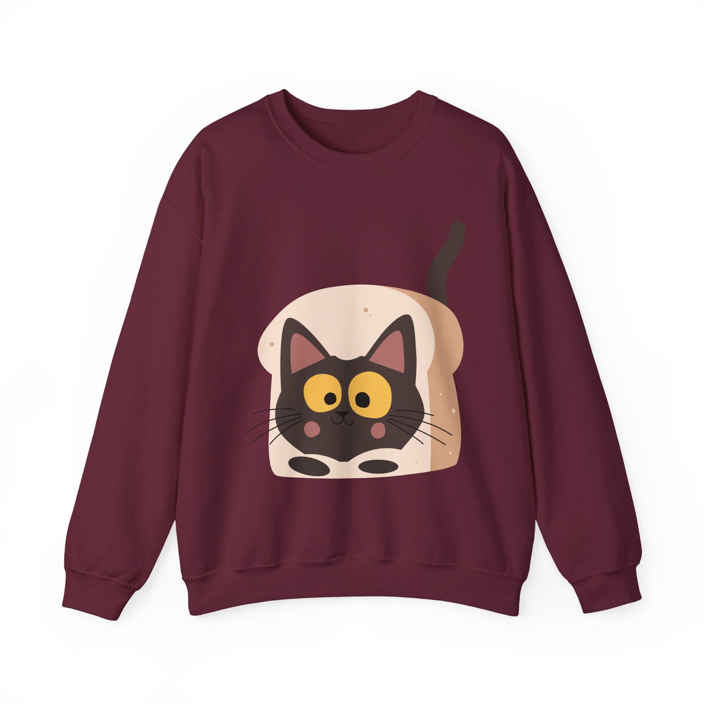 Cute Cat in Bread Crewneck Sweatshirt | Cartoon Sweatshirt for Cat Lovers, Cozy Fashion, Funny Gift, Pet Lover Apparel, Quirky Outfit