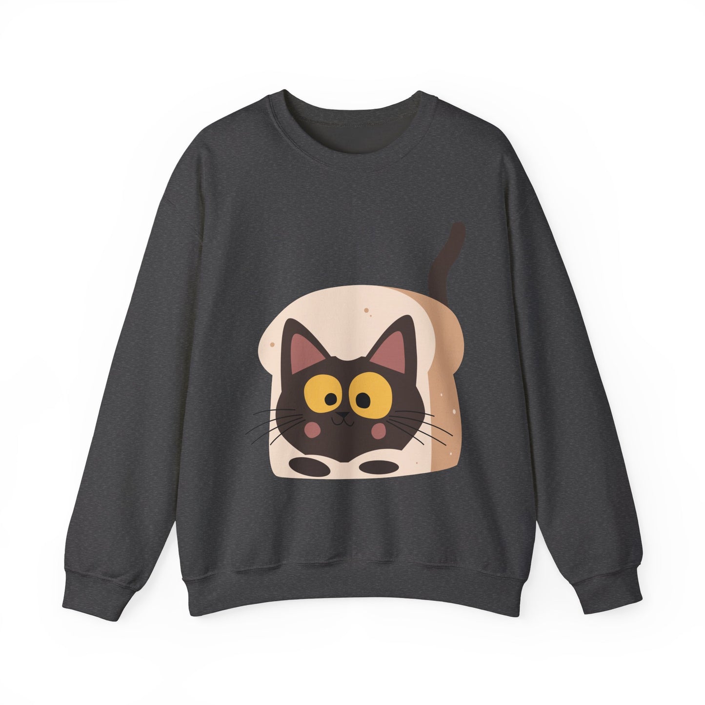 Cute Cat in Bread Crewneck Sweatshirt | Cartoon Sweatshirt for Cat Lovers, Cozy Fashion, Funny Gift, Pet Lover Apparel, Quirky Outfit