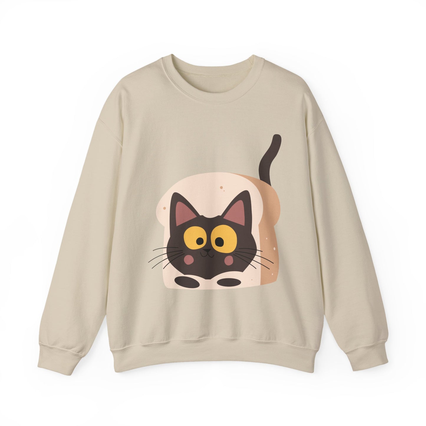 Cute Cat in Bread Crewneck Sweatshirt | Cartoon Sweatshirt for Cat Lovers, Cozy Fashion, Funny Gift, Pet Lover Apparel, Quirky Outfit