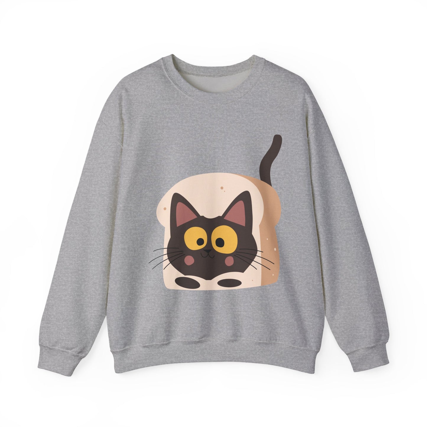 Cute Cat in Bread Crewneck Sweatshirt | Cartoon Sweatshirt for Cat Lovers, Cozy Fashion, Funny Gift, Pet Lover Apparel, Quirky Outfit