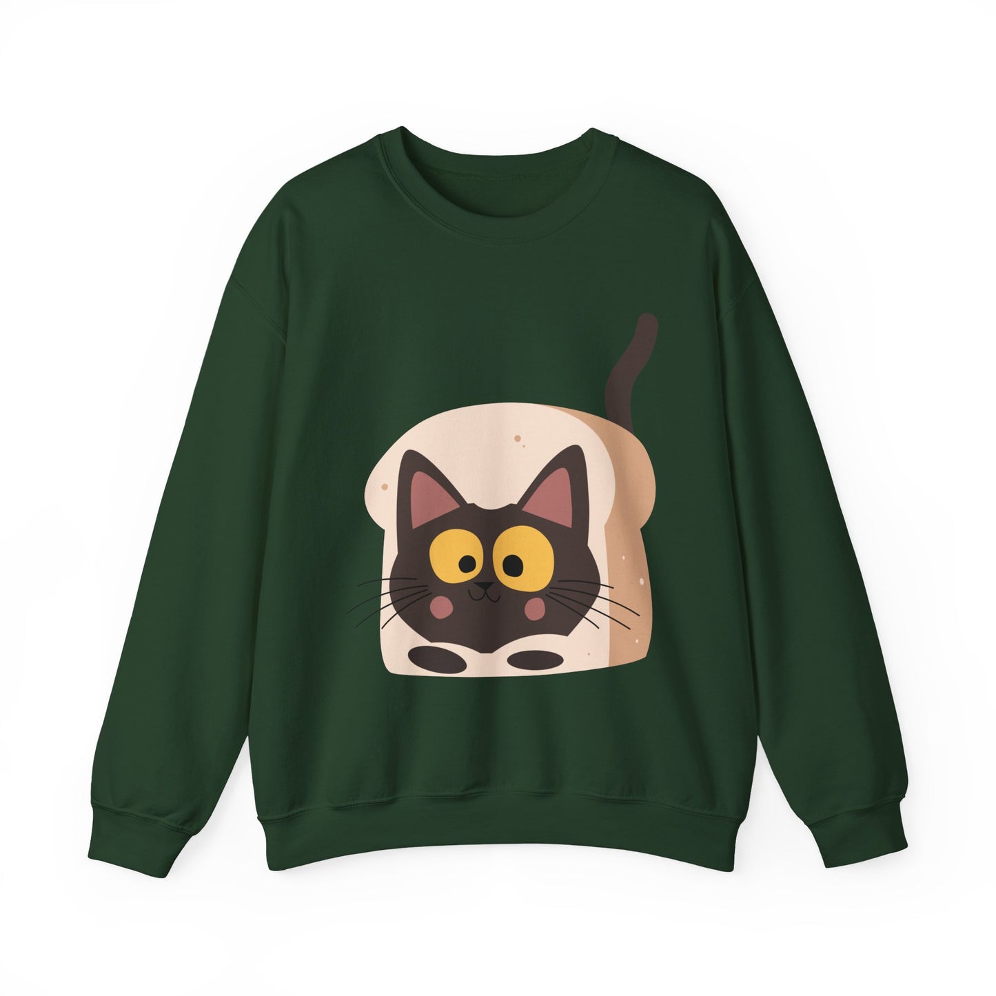 Cute Cat in Bread Crewneck Sweatshirt | Cartoon Sweatshirt for Cat Lovers, Cozy Fashion, Funny Gift, Pet Lover Apparel, Quirky Outfit